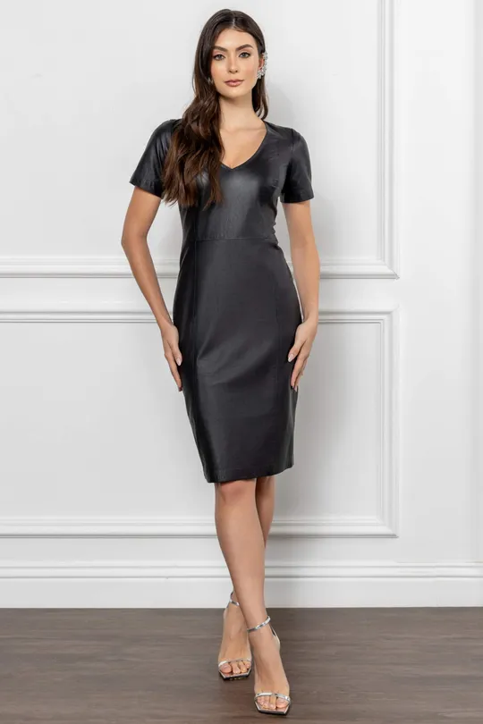 Vestido de Couro Pelica Preto