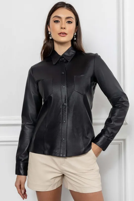 Camisa de Couro Pelica Preta