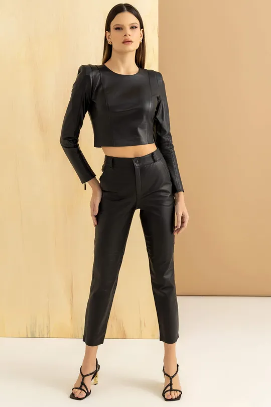 Calça de Couro Clochard Preta
