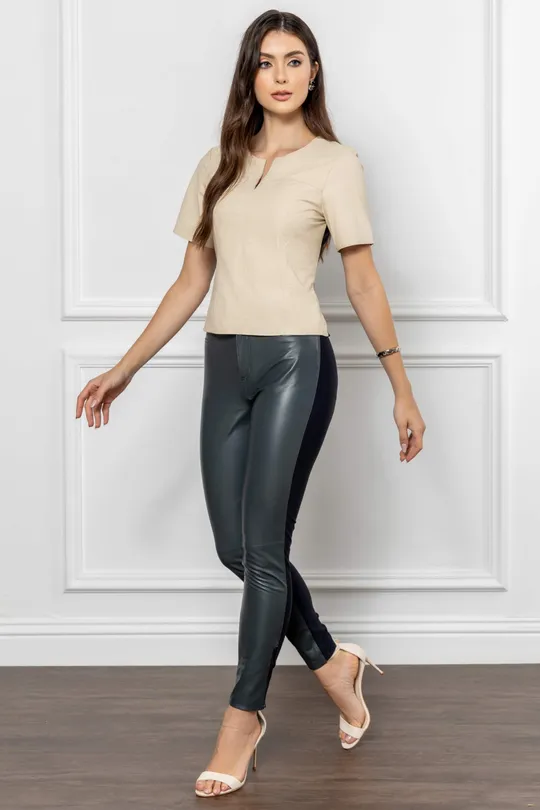 Calça de Couro Pelica Cinza