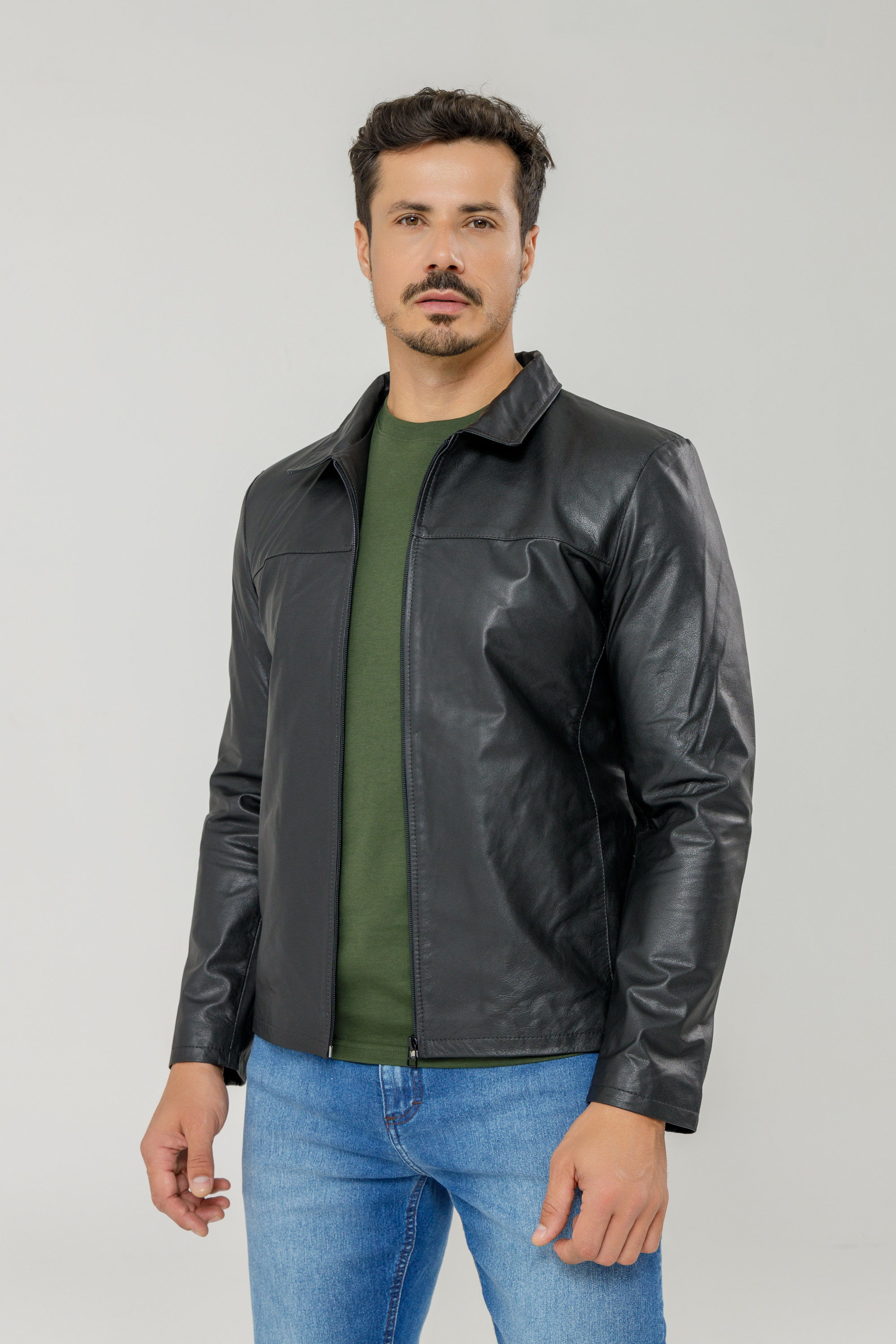 Moda Masculina Homem Com Jaqueta De Couro Jaqueta Couro Masculina