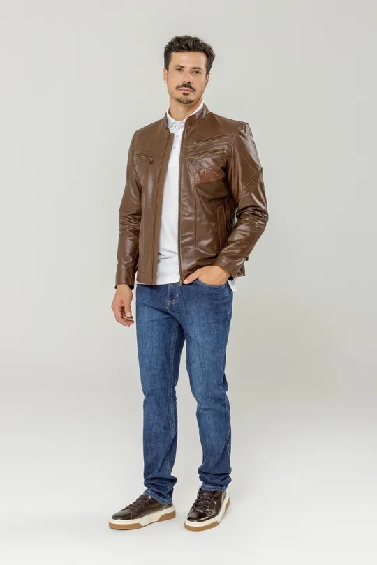 Jaqueta de Couro Country Chocolate Ben