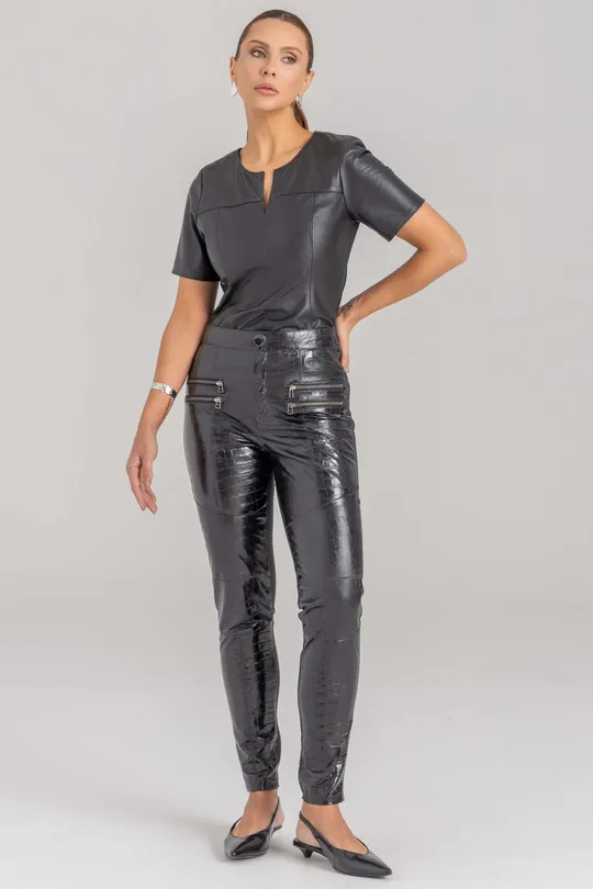 Calça Suzy - Pelica  Croco Preta