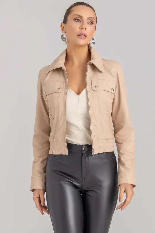 Jaqueta Zoe de Couro Blush