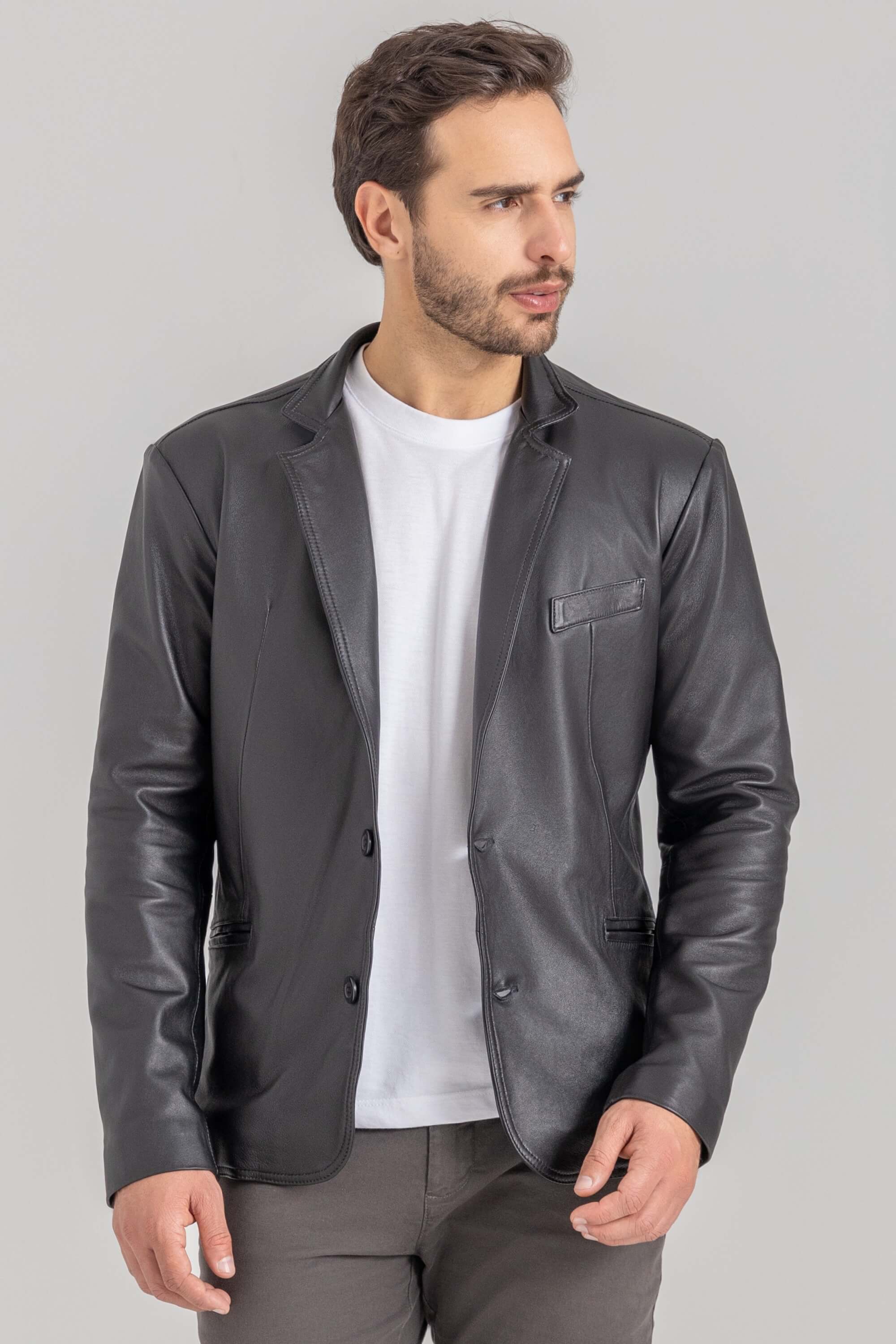 Moda Masculina Jaqueta De Couro Masculina Tipo Blazer Comprar Nova