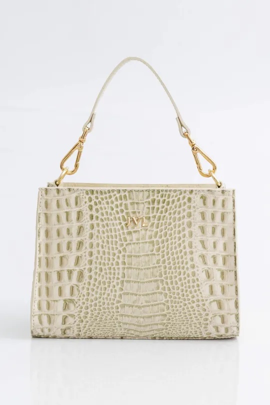 Bolsa de Couro Croco Marfim