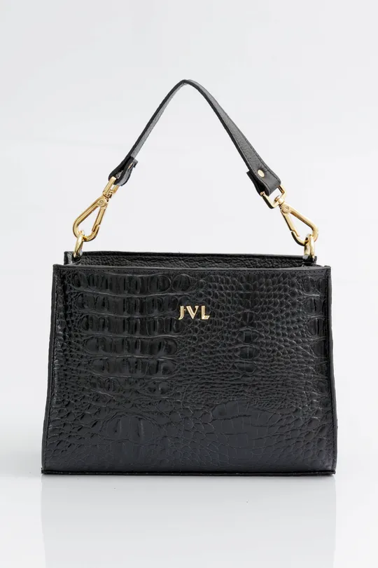 Bolsa de Couro Croco Preto