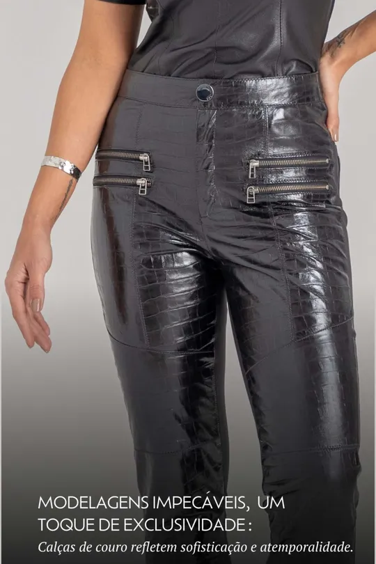 Calça Suzy - Pelica  Croco Preta