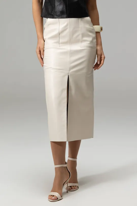 Saia Serena de Couro Pelica Off White