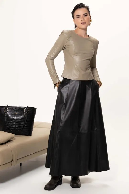 Blusa Ari de Couro Pelica Sálvia