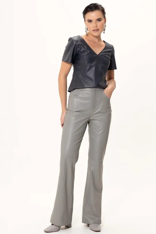 Blusa Roma de Couro Pelica Marinho