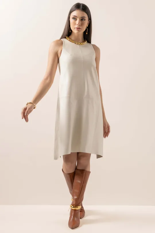 Vestido Leticia de Couro Pelica Off White