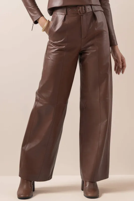 Calça Joane  de Couro Truffle