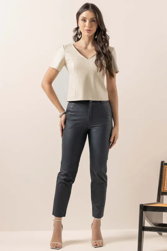 Calça Amanda de Couro Ranger Marinho