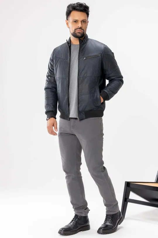 Jaqueta Noah de Couro Ranger Marinho