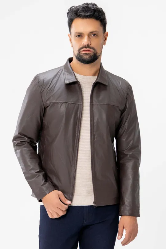Jaqueta de Couro Marrom Nick