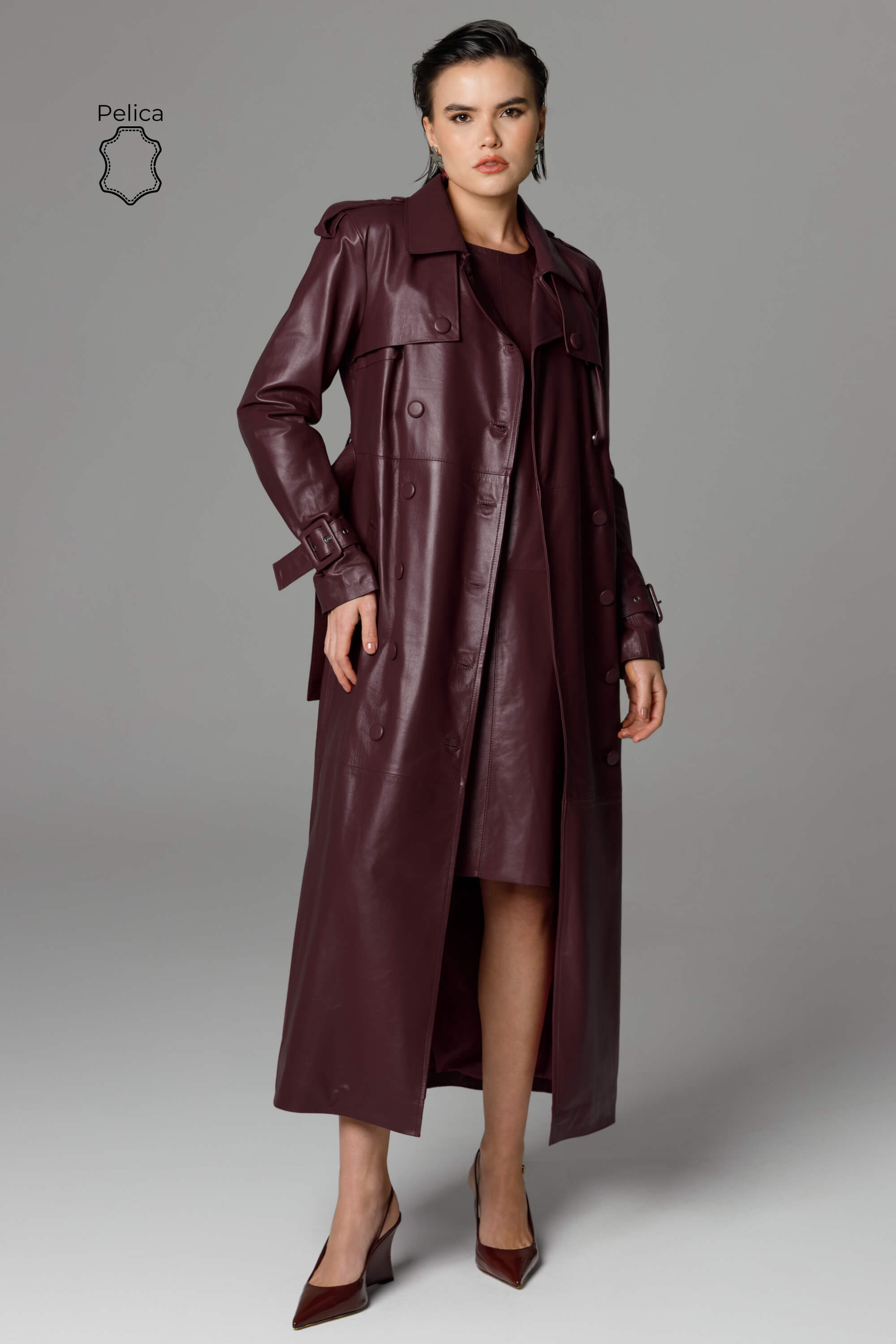 Trench Coat Joana de Pelica Burgundy