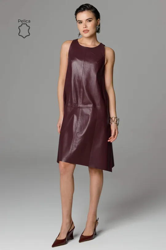 Vestido Leticia de Couro Pelica Burgundy