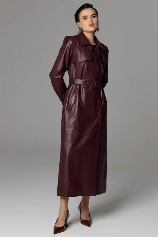 Trench Coat Joana de Pelica Burgundy