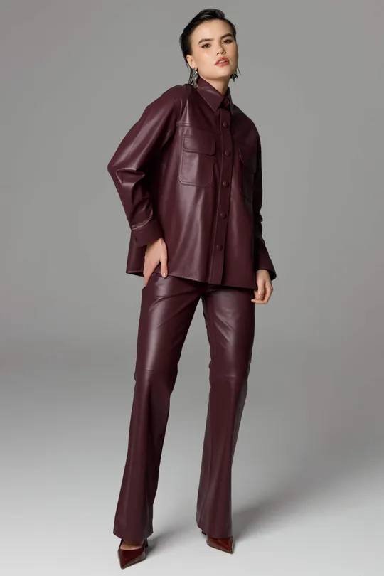 Camisa Isabella de Couro Pelica Burgundy