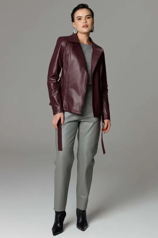 Jaqueta Amy de Couro Pelica Burgundy