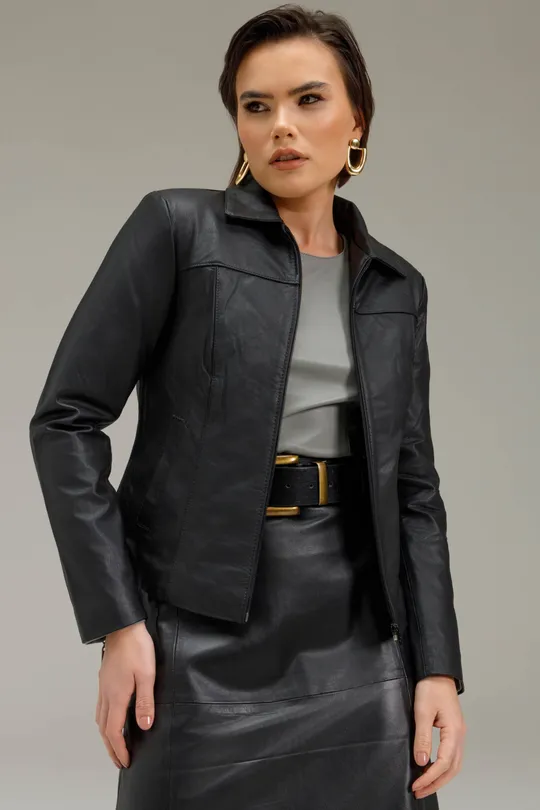 Jaqueta de Couro Preta Liz