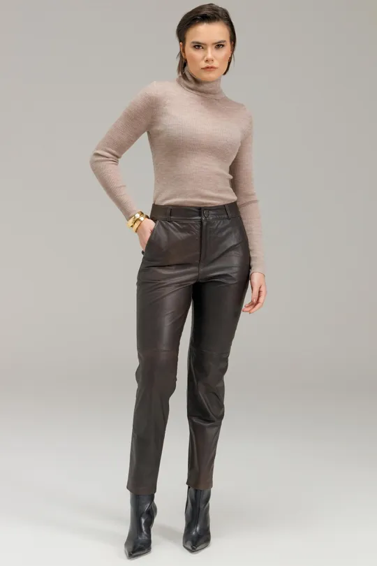 Calça Amanda de Couro Selvagem Manchado
