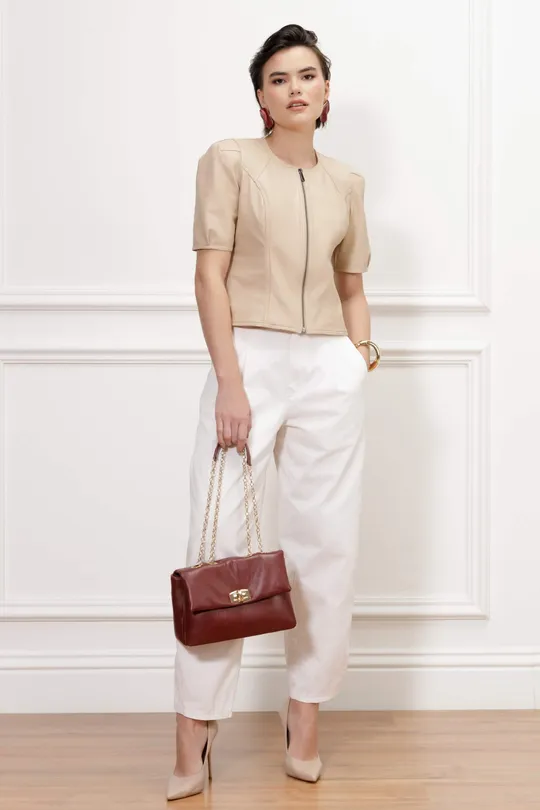 Blusa Irene de Couro Pelica Blush