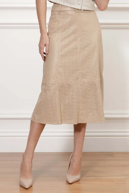Saia Ella de Couro Pelica  Blush