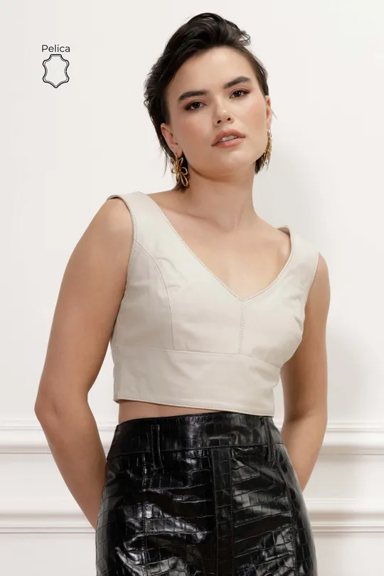 Top de Couro Pelica Gelo