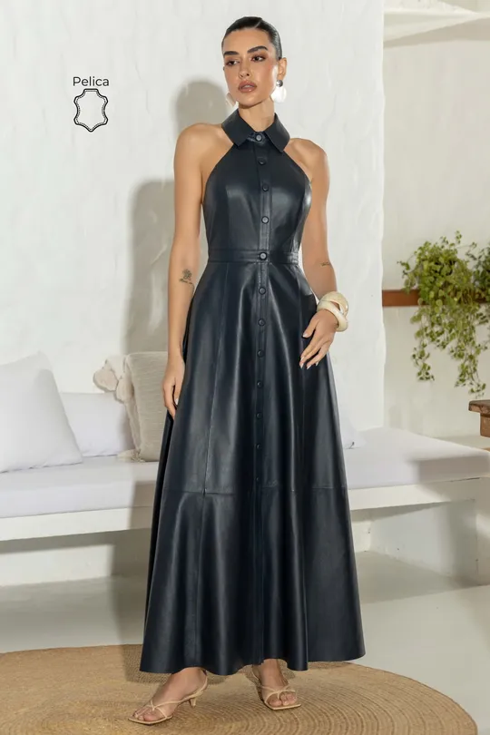 Vestido Polo Halter Denna Pelica Marinho
