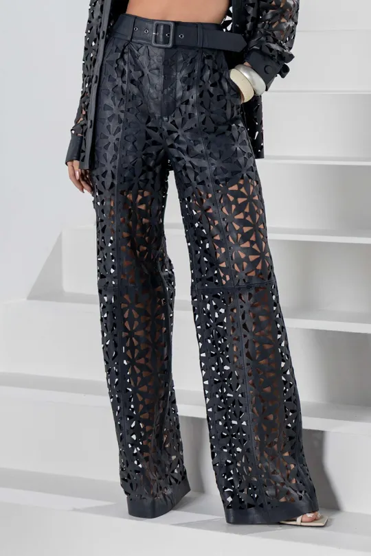 Calça Pantalona Laser Mocita Pelica Marinho
