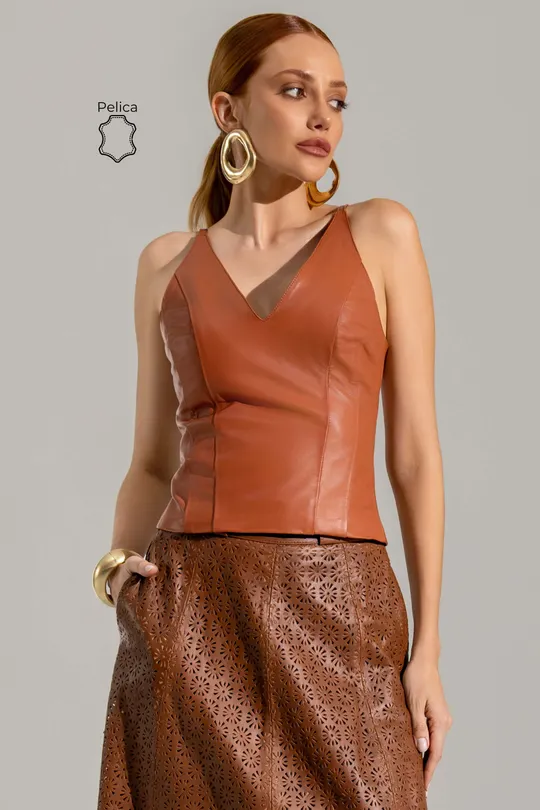 Regata Tati em Couro Pelica Ginger