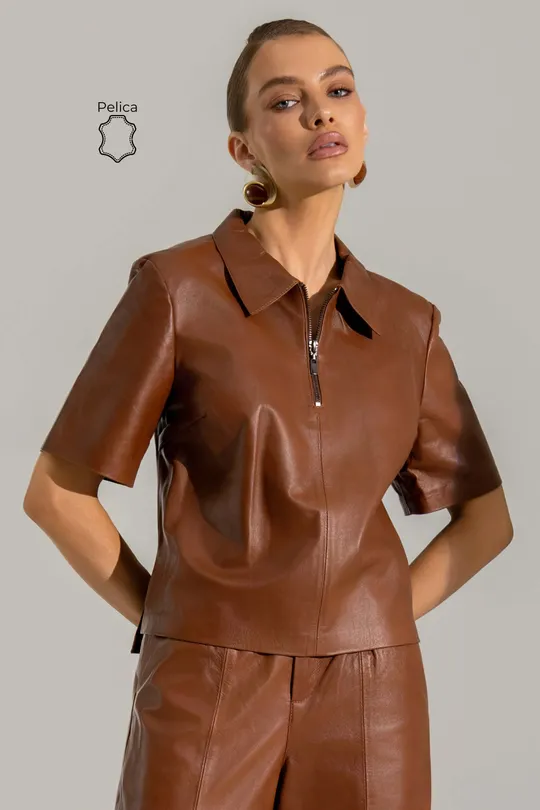 Camisa Polo Kazia Pelica Caramelo