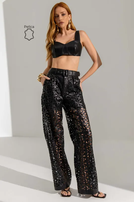 Calça Pantalona Laser Mocita Pelica Preta