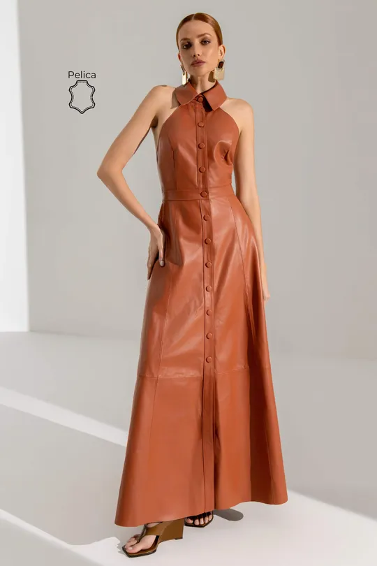 Vestido Polo Halter Denna Pelica Ginger