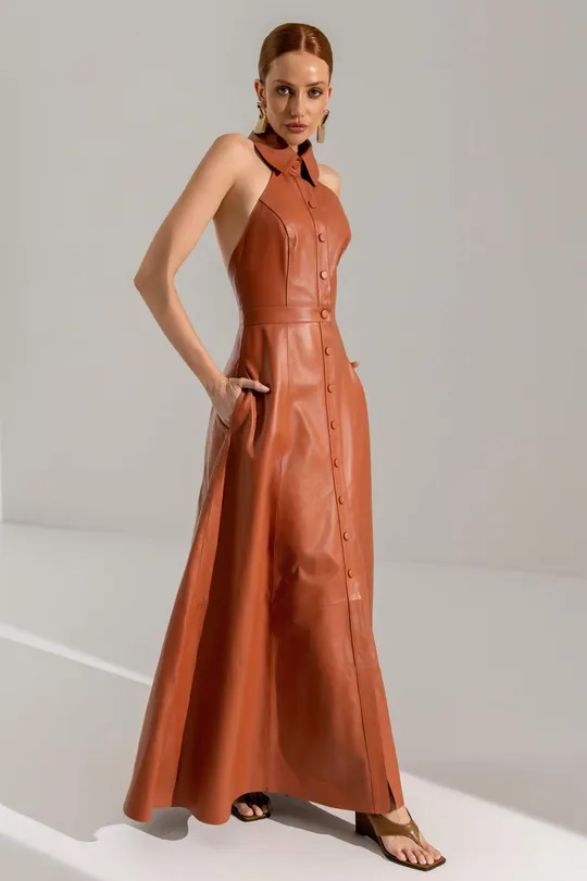 Vestido Polo Halter Denna Pelica Ginger