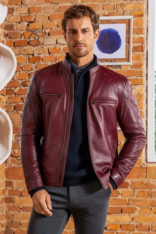 Jaqueta Biker  Dominic Pelica Burgundy