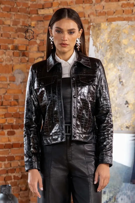 Jaqueta Keller - Pelica Croco Preto