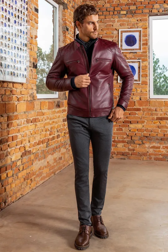 Jaqueta Biker  Dominic Pelica Burgundy