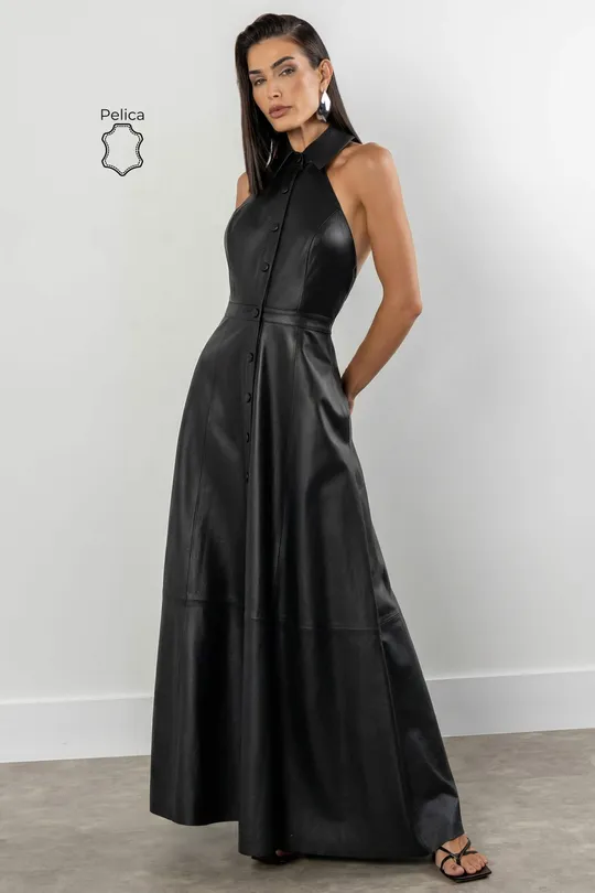 Vestido Polo Halter Denna Pelica Preta