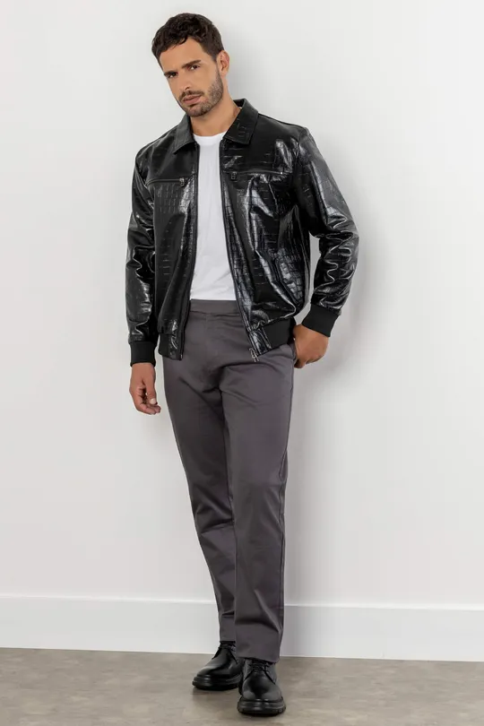 Jaqueta Masculina Leon - Pelica Croco Preto