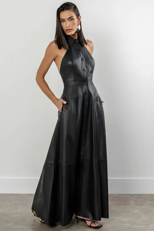 Vestido Polo Halter Denna Pelica Preta