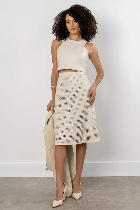 Cropped em Couro Pelica Off White