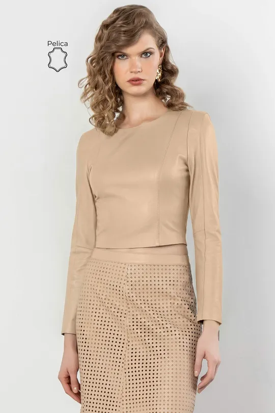Blusa Ari de Couro Pelica Blush