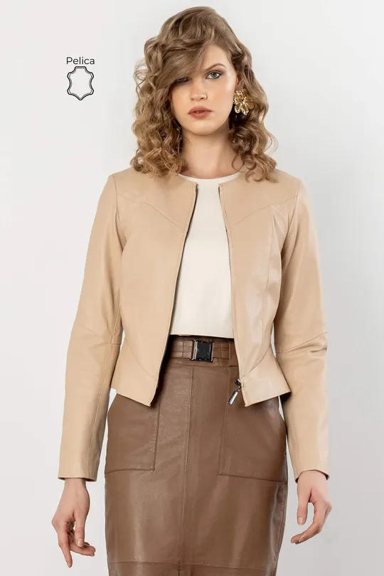 Jaqueta Penelope de Couro Pelica Blush