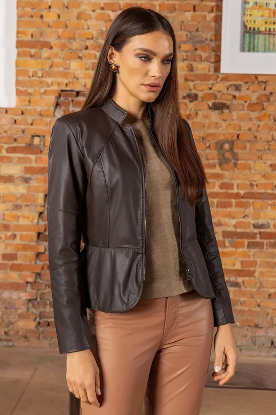 Blazer de Couro Marrom Iris