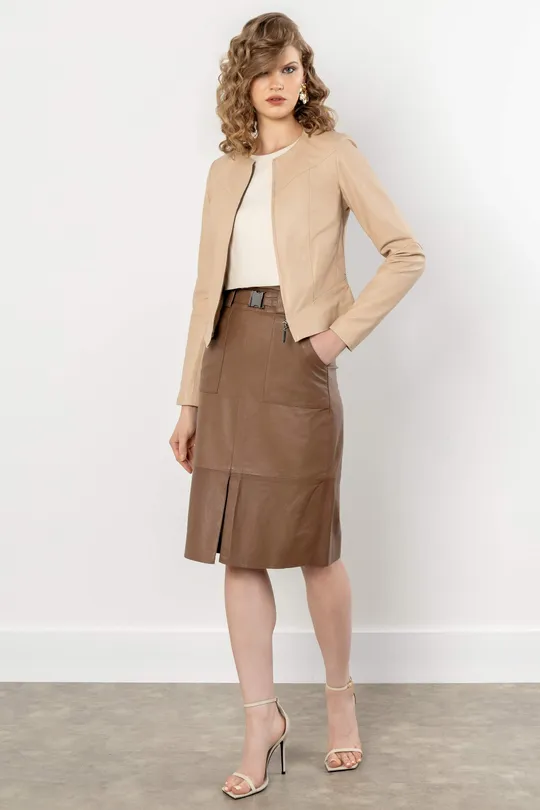 Jaqueta Penelope de Couro Pelica Blush