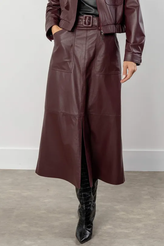 Saia de Couro Pelica Burgundy