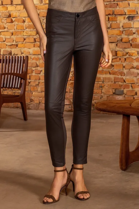 Calça de Couro Marrom